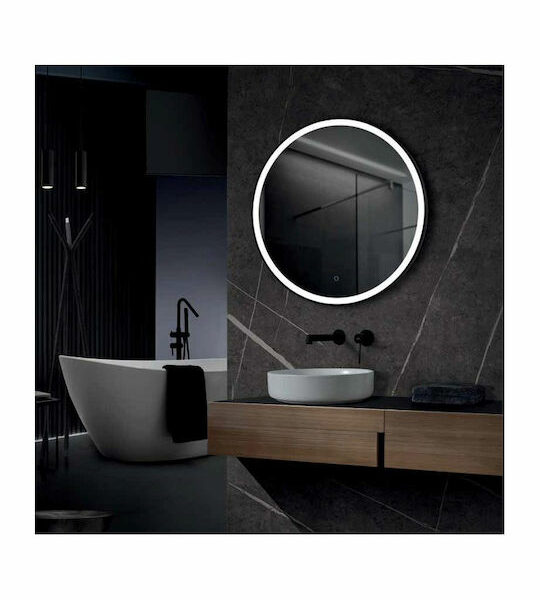 Imex Paris Στρογγυλός Καθρέπτης Μπάνιου Led Ø60cm με Μαύρο πλαίσιο | Casa  Solutions Gekas