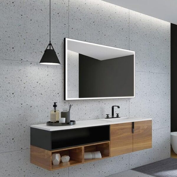 Imex SUIZA Ορθογώνιος Καθρέπτης Μπάνιου Led 60x80 cm με Μαύρο πλαίσιο