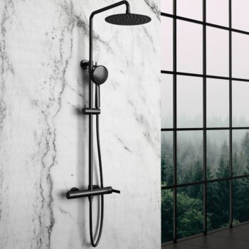 Orabella Elegance Στήλη ντουζ με μπαταρία & στρόγγυλη κεφαλή Φ25 Black Matt - Image 4