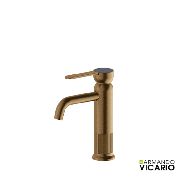 Armando Vicario Lumiere Μπαταρία νιπτήρα αναμεικτική με βαλβίδα clic-clac Antique Brass