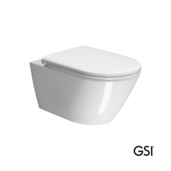 GSI Kube-X/55 Swirl - Λεκάνη κρεμαστή 55 cm από πορσελάνη rimless με κάλυμμα slim soft close White