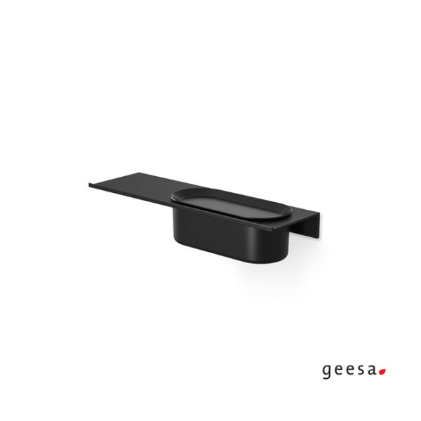 Geesa Leev - Εταζέρα μπάνιου επιτοίχια 40 cm με μπουκαλοθήκη 22,5 cm Black Matt