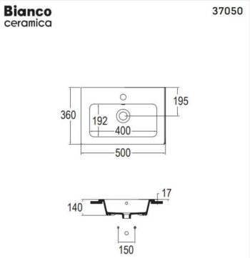 Bianco Ceramica Flat - Νιπτήρας Πορσελάνης ένθετος 50x36 cm White