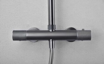 Imex Line - Ρυθμιζόμενη Στήλη Ντουζ με Μπαταρία 2 εξόδων 95-132 cm Black Gun Metal