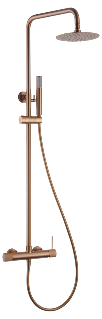 Imex Line - Ρυθμιζόμενη Στήλη Ντουζ με Μπαταρία 2 εξόδων 95-132 cm Rose Gold