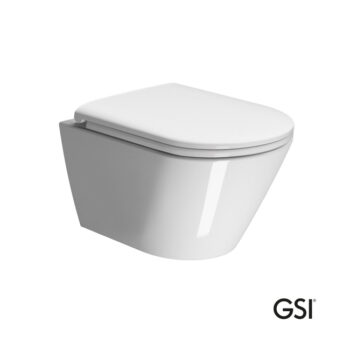 GSI Kube-X/50 Swirl - Λεκάνη κρεμαστή 50 cm από πορσελάνη rimless με κάλυμμα slim soft close White