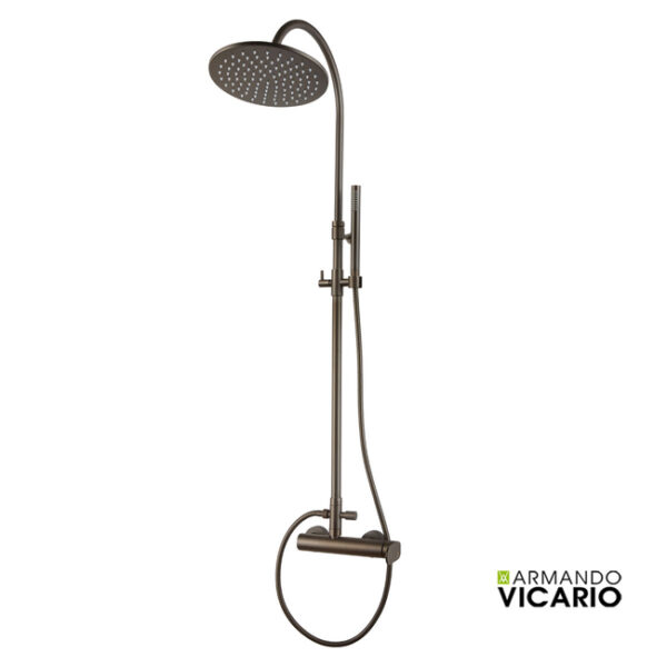 Armando Vicario Slim Στήλη ντους ρυθμιζόμενη 94-122cm με μπαταρία Tuscany Brass
