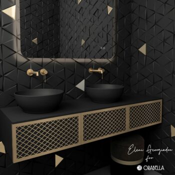 Orabella Wire Black Matt 150- Έπιπλο μπάνιου κρεμαστό 150x45x25 cm με ροζ χρυσό προφίλ - Image 4