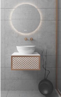 Orabella Wire White Matt 50- Έπιπλο μπάνιου κρεμαστό 50x45x25 cm με ροζ χρυσό profile