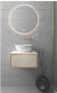 Orabella Wire White Matt 50- Έπιπλο μπάνιου κρεμαστό 50x45x25 cm με χρυσό profile