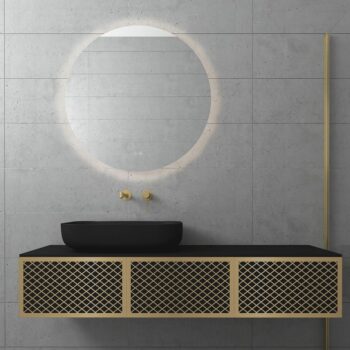 Orabella Wire Black Matt 150- Έπιπλο μπάνιου κρεμαστό 150x45x25 cm με χρυσό προφίλ