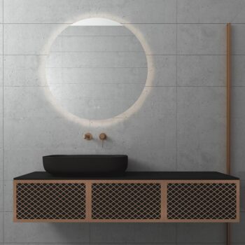Orabella Wire Black Matt 150- Έπιπλο μπάνιου κρεμαστό 150x45x25 cm με ροζ χρυσό προφίλ
