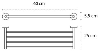 Karag Multiuso - Ραφιέρα πετσετών Chrome 60cm