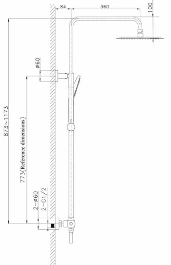 Θερμοστατική στήλη ντους Elegance square chrome Orabella - Image 2