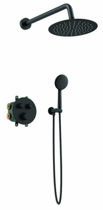 Set Εντοιχισμού με Θερμοστατική μπαταρία Black matt Terra-Preciosa Orabella - Image 2