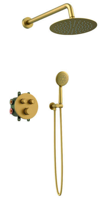 Set Εντοιχισμού με Θερμοστατική μπαταρία Gold Brushed PVD Terra-Preciosa Orabella - Image 3