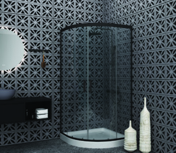 Καμπίνα Ημικυκλική 90x90x200 Orabella Vitalia Angolo Easy Fix Black