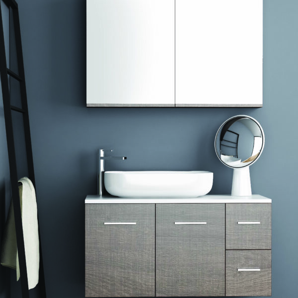 Orabella Solid Surface 100- Έπιπλο μπάνιου με 2 πόρτες & 2 συρτάρια-χωρίς νιπτήρα Μελαμίνη Μ100xΒ45xΥ50cm
