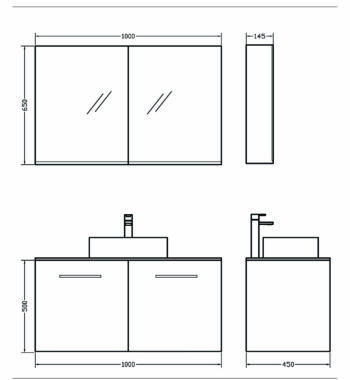 Orabella Solid Surface 100- Έπιπλο μπάνιου με 2 πόρτες-χωρίς νιπτήρα Μελαμίνη Μ100xΒ45xΥ50cm - Image 2