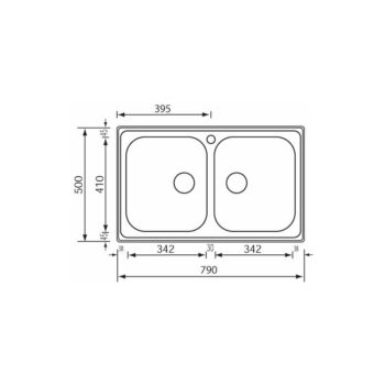 Sanitec Cometa Ένθετος Νεροχύτης με δύο γούρνες 79x50cm Inox Σατινέ (λείος)