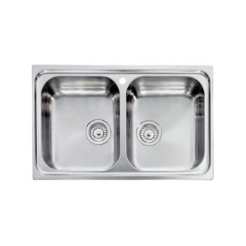 Sanitec Cometa Ένθετος Νεροχύτης με δύο γούρνες 79x50cm Inox Σατινέ (λείος)