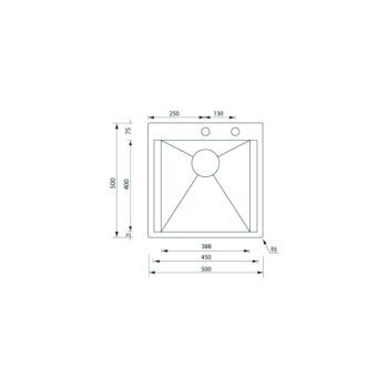 Sanitec Focus Mix Ένθετος Νεροχύτης 50x50cm Inox Σατινέ (λείος)