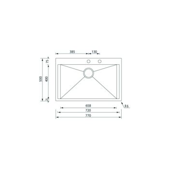 Sanitec Focus Mix Ένθετος Νεροχύτης 77x50cm Inox Σατινέ (λείος)