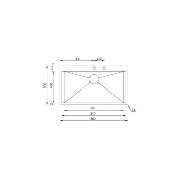 Sanitec Focus Mix Ένθετος Νεροχύτης 86x50cm Inox Σατινέ (λείος)