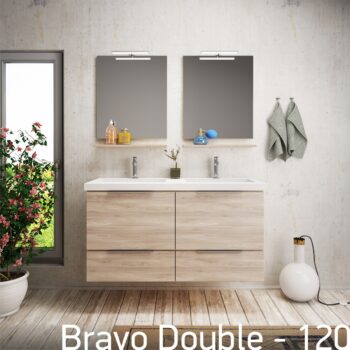 Double Bravo 120 - Έπιπλο Μπάνιου Μελαμίνης Κρεμαστό Μ120xΠ44xΥ83 cm με νιπτήρα διπλό