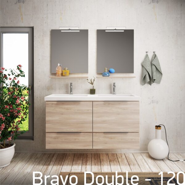 Double Bravo 120 - Έπιπλο Μπάνιου Μελαμίνης Κρεμαστό Μ120xΠ44xΥ83 cm με νιπτήρα διπλό