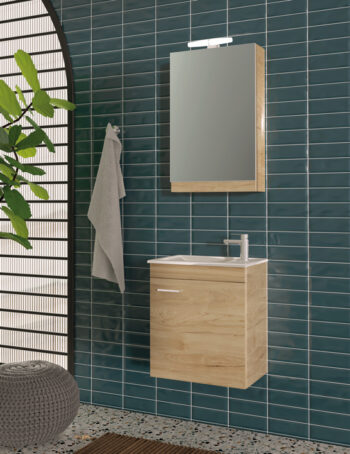Emily III - Έπιπλο Μπάνιου Κρεμαστό Λάκα MDF Μ50xΠ33,5xΥ55 cm με νιπτήρα