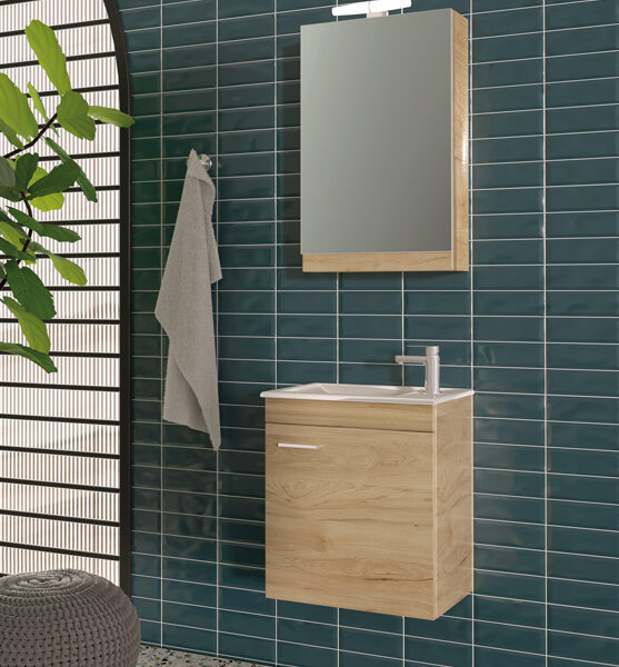 Emily III - Έπιπλο Μπάνιου Κρεμαστό Λάκα MDF Μ50xΠ33,5xΥ55 cm με νιπτήρα