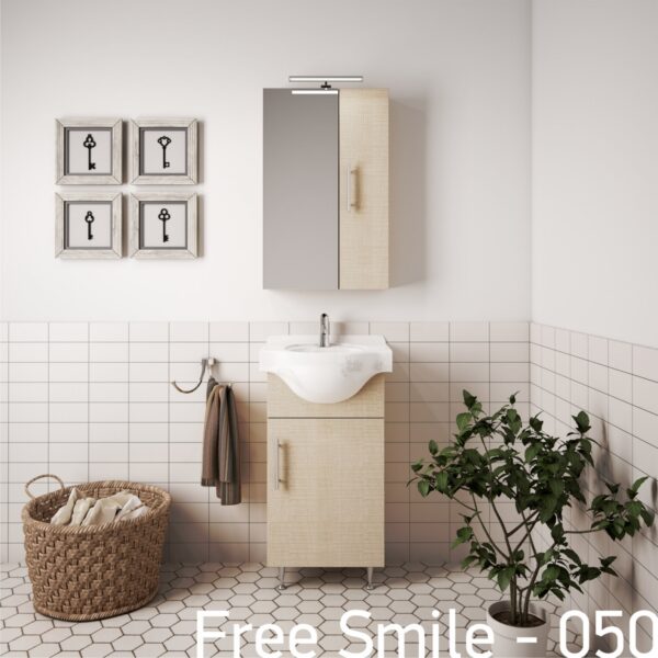 Free Smile 50 - Έπιπλο Μπάνιου Μελαμίνης Επιδαπέδιο Μ50xΠ44xΥ83 cm με νιπτήρα