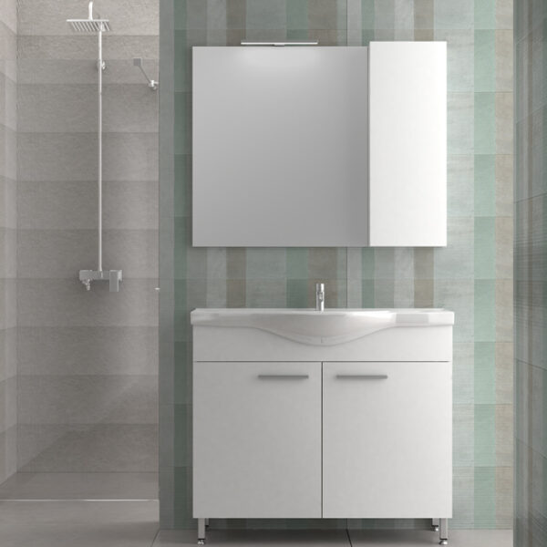 Cronos II - Έπιπλο Μπάνιου Επιδαπέδιο Λάκα MDF Μ100xΠ46xΥ73 cm με νιπτήρα