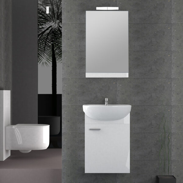 Cronos IV - Έπιπλο Μπάνιου Κρεμαστό Λάκα MDF Μ50xΠ39,5xΥ65 cm με νιπτήρα