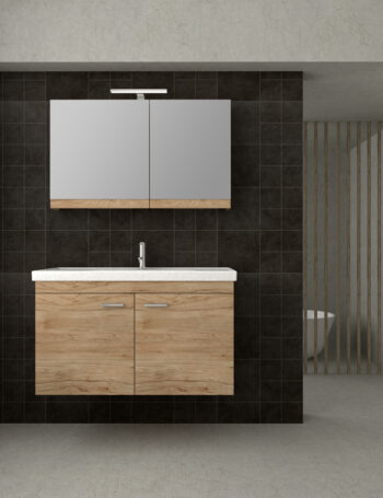 Emily I - Έπιπλο Μπάνιου Κρεμαστό Λάκα MDF Μ100xΠ45xΥ55 cm με νιπτήρα