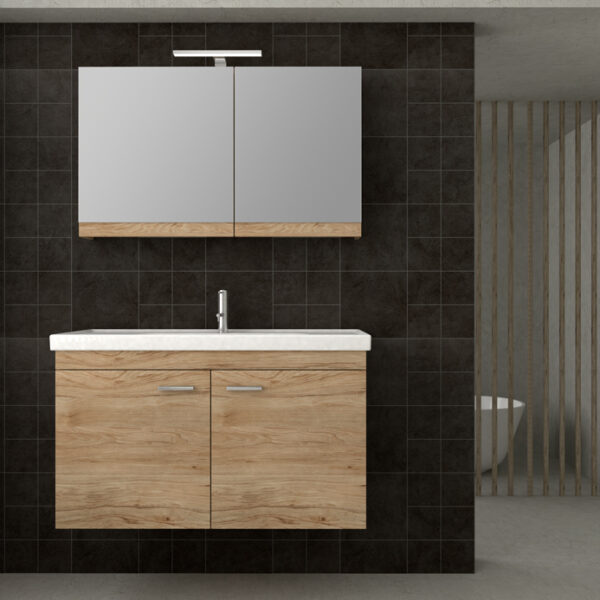 Emily I - Έπιπλο Μπάνιου Κρεμαστό Λάκα MDF Μ100xΠ45xΥ55 cm με νιπτήρα