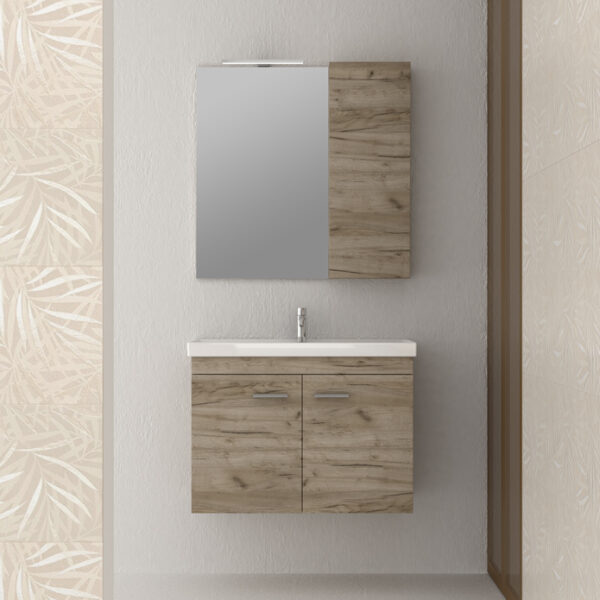 Emily II - Έπιπλο Μπάνιου Κρεμαστό Λάκα MDF Μ100xΠ45xΥ55 cm με νιπτήρα