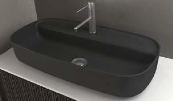 Aqua - Νιπτήρας επικαθήμενος 80x40 cm Black Matt