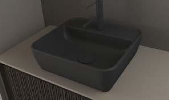 One U - Νιπτήρας επικαθήμενος 46x42 cm Black Matt