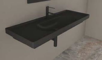 Arya - Νιπτήρας κρεμαστός Black Matt 120x45x14 cm