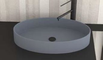 Zoom Oval Mozart - Νιπτήρας επικαθήμενος 50x30 cm Grey-Blue