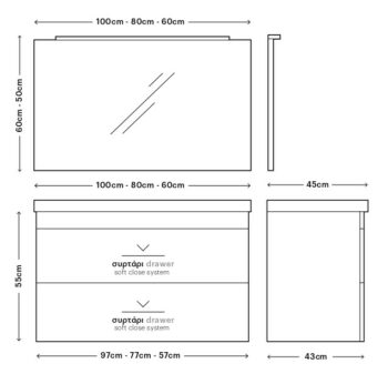 Shape I - Έπιπλο Μπάνιου Κρεμαστό Λάκα MDF Μ100xΠ45xΥ55 cm με νιπτήρα