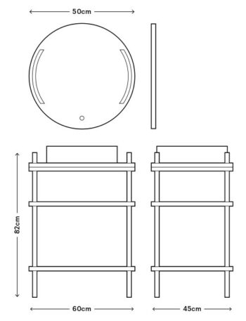 Torus II - Έπιπλο Μπάνιου Μεταλλικό Επιδαπέδιο Μ60xΠ45xΥ82 cm με νιπτήρα