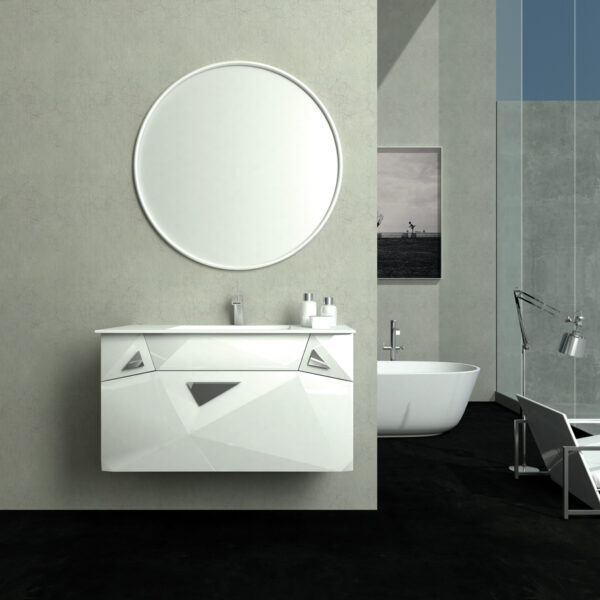 Diamond I - Έπιπλο Μπάνιου MDF Κρεμαστό Μ102xΠ51,5xΥ55 cm με νιπτήρα