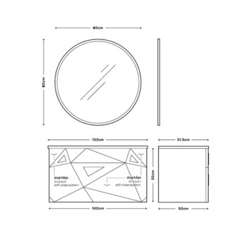 Diamond I - Έπιπλο Μπάνιου MDF Κρεμαστό Μ102xΠ51,5xΥ55 cm με νιπτήρα - Image 2