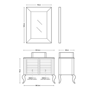 La Romanza - Έπιπλο Μπάνιου MDF Επιδαπέδιο Μ90,5xΠ46xΥ75 cm με νιπτήρα - Image 2