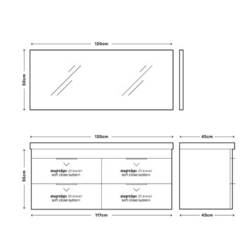 Likno VI - Έπιπλο Μπάνιου Λάκα MDF Κρεμαστό Μ120xΠ45xΥ55 cm με νιπτήρα - Image 2