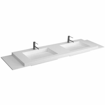 Lessif Double- Νιπτήρας διπλός Solid Surface ένθετος White Μ170xΠ51,5xΥ8 cm