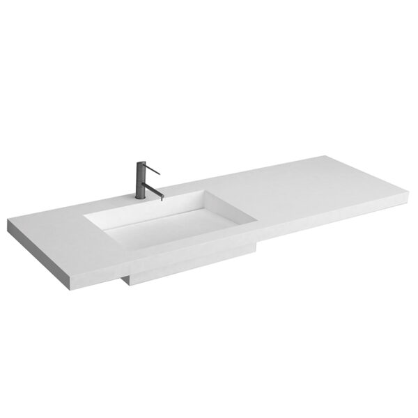 Lessif - Νιπτήρας Solid Surface ένθετος White Μ156xΠ51,5xΥ8 cm
